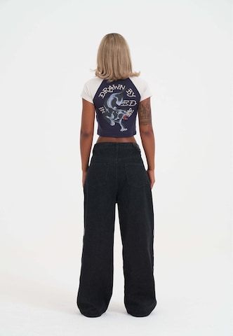 Ed Hardy Shirt 'Drawn Panther Ringer' in Blue