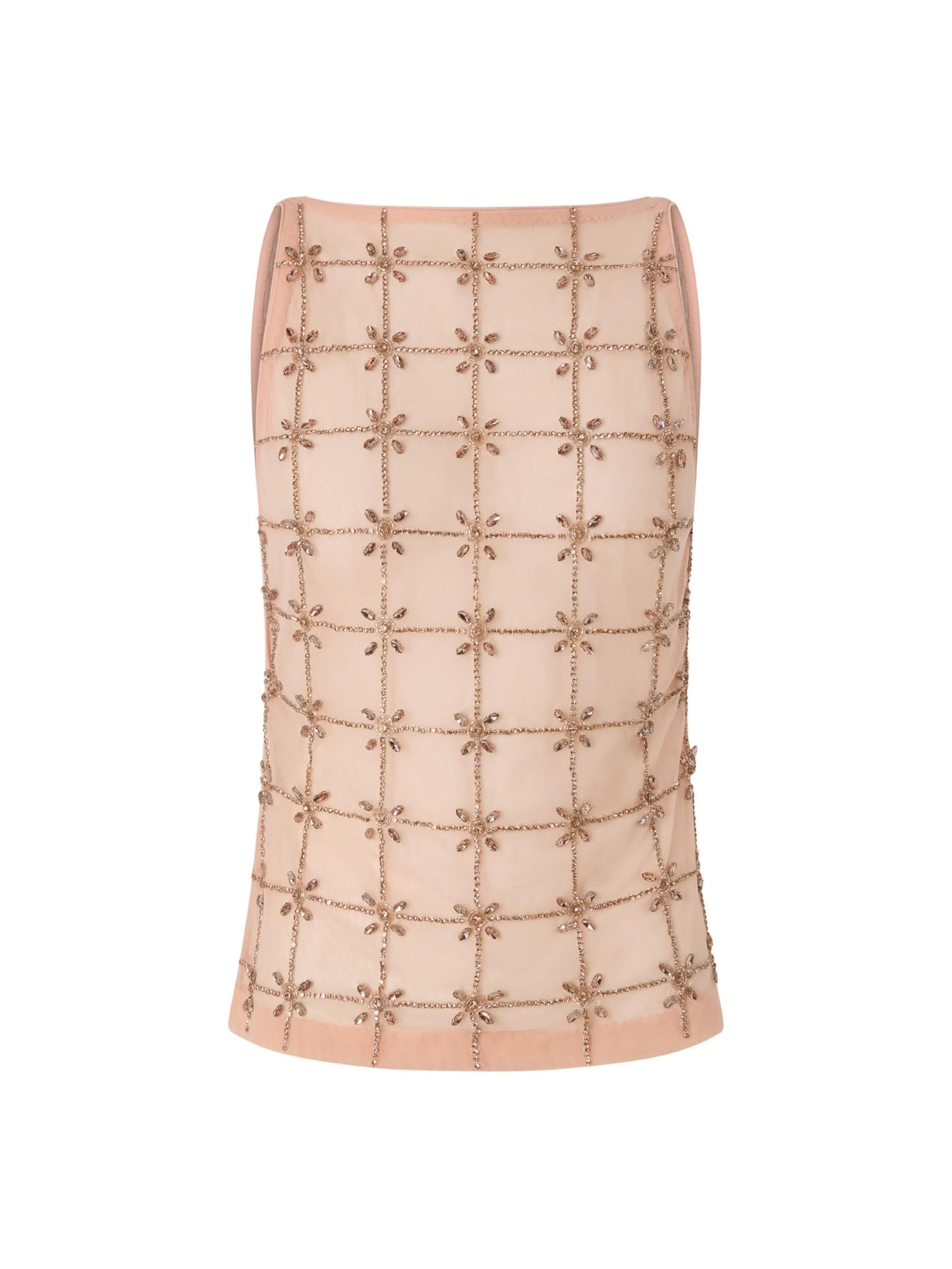 Top 'PINKO QUANDONG TOP TULLE FULL RICAMO CRISTALLI TOP' di PINKO in rosa: frontale