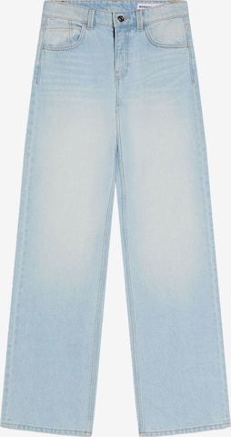 BershkaWide Leg/ Široke nogavice Traperice - plava boja: prednji dio