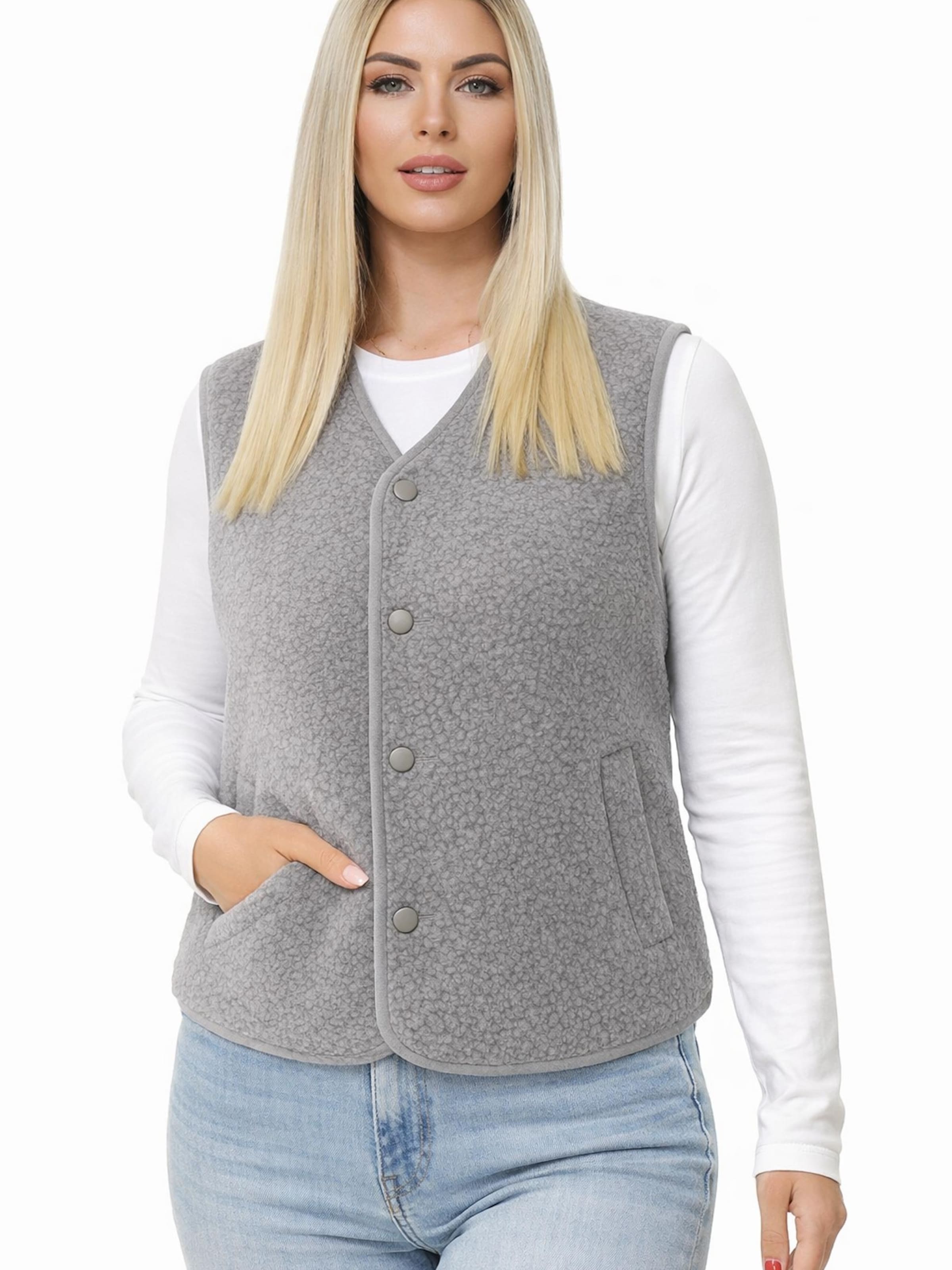 Worldclassca Vest 'Damen Kurze Kuschel Weste' in Grey: front
