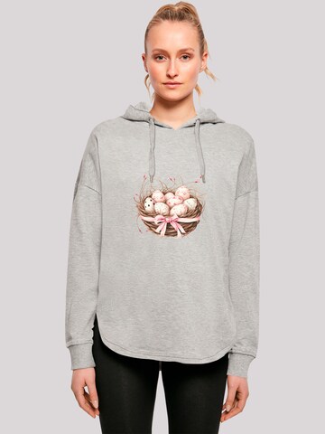 F4NT4STIC Sweatshirt 'Osterei Nest Korb Dekor' in Grau: Vorderseite