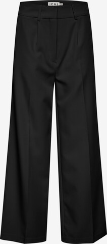 ICHI Wide leg Pleated Pants 'Ihlexi' in Black: front