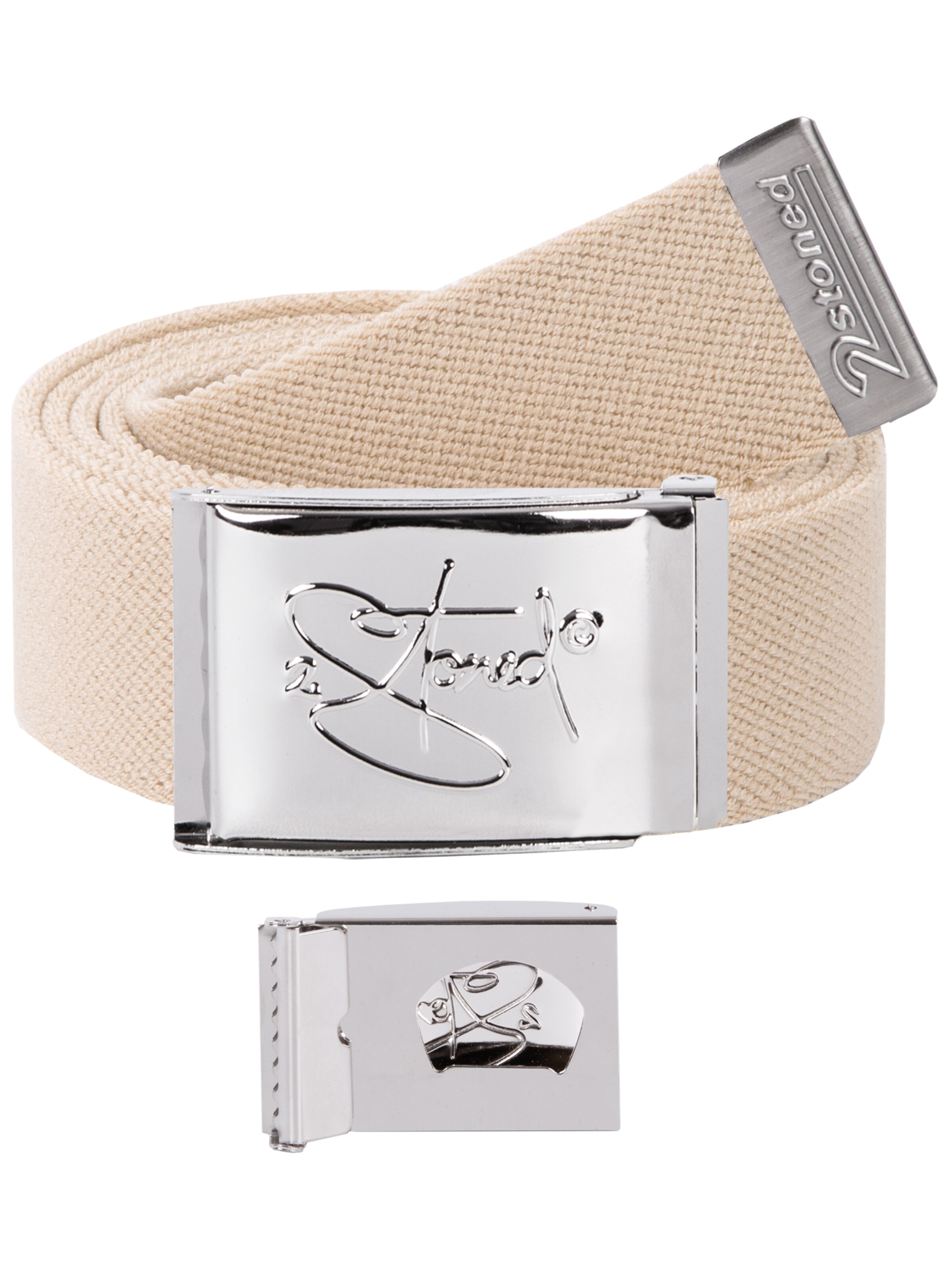 2Stoned Belt 'Bottle-Opener' in Beige: front