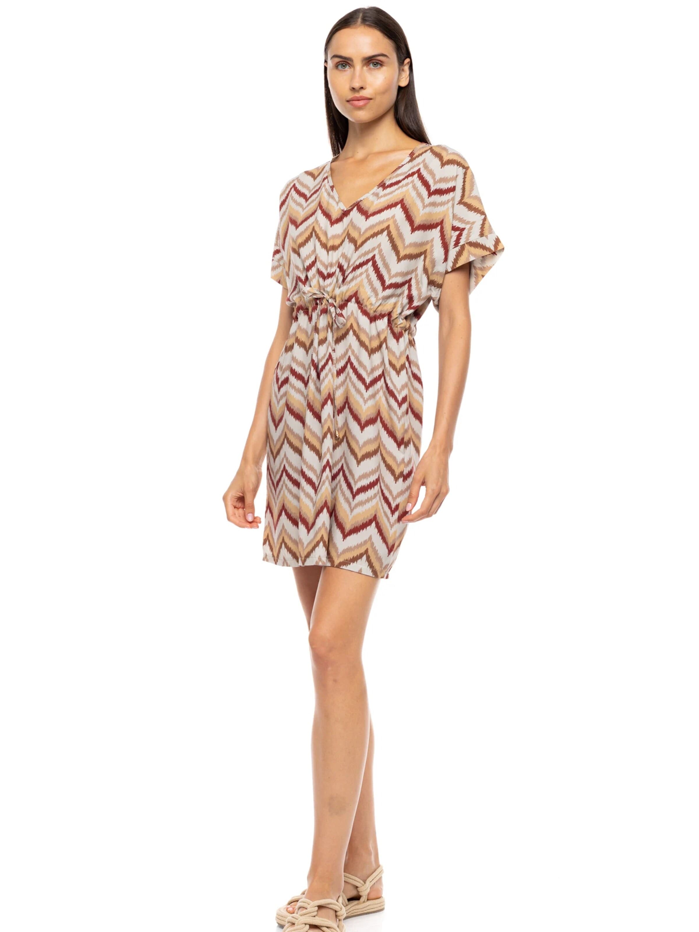 Pink Label Καλοκαιρινό φόρεμα 'BEACHWEAR COLORFUL RAINBOW' σε μπεζ