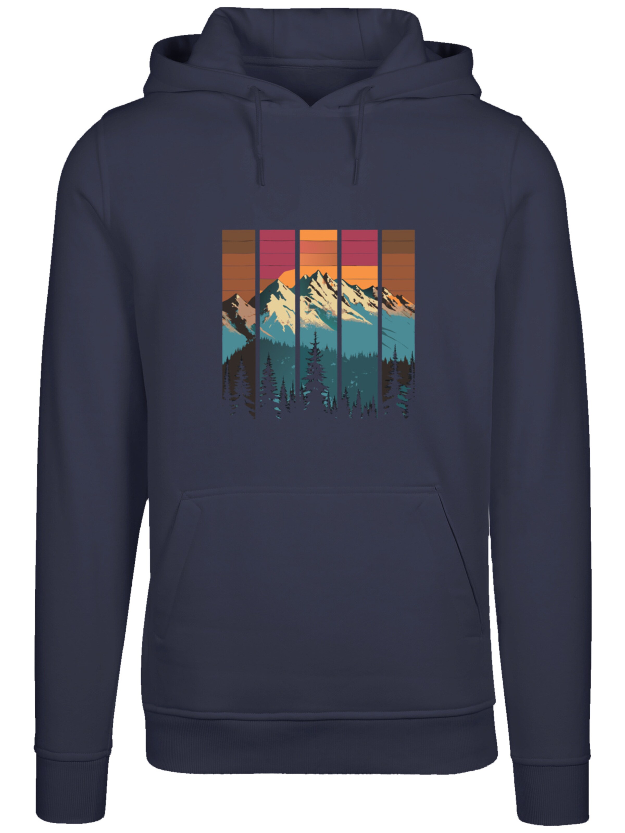 F4NT4STIC Sweatshirt 'Berg Sonnenuntergang Retro' in Blue: front