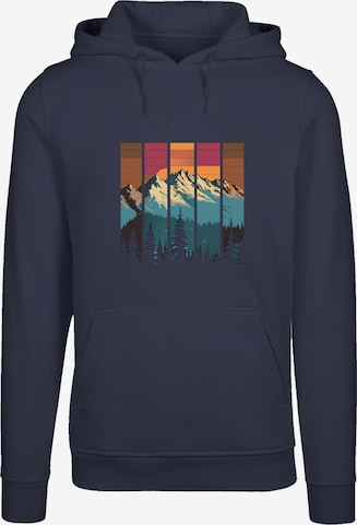F4NT4STIC Sweatshirt 'Berg Sonnenuntergang Retro' in Blau: Vorderseite