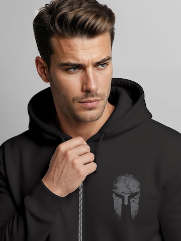 Neverless Zip-Up Hoodie 'Sparta Helm' in Black