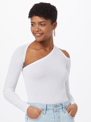 Femme Luxe Shirt Bodysuit 'Belle' in White: front