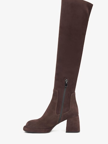 Estro Over the Knee Boots '53-730-16' in Brown: front