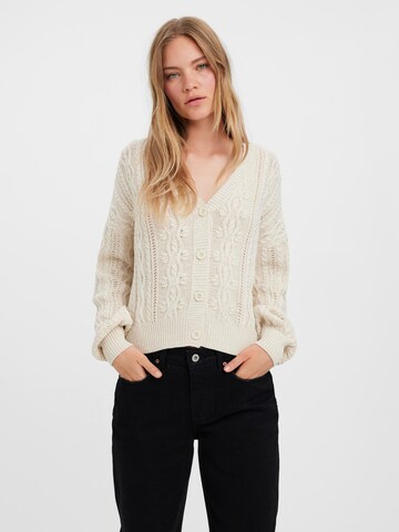 VERO MODA Strikkejakke 'TANGERINE' i beige: forside