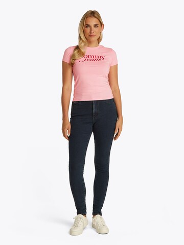 Tommy Jeans Póló 'ESSENTIAL' - rózsaszín