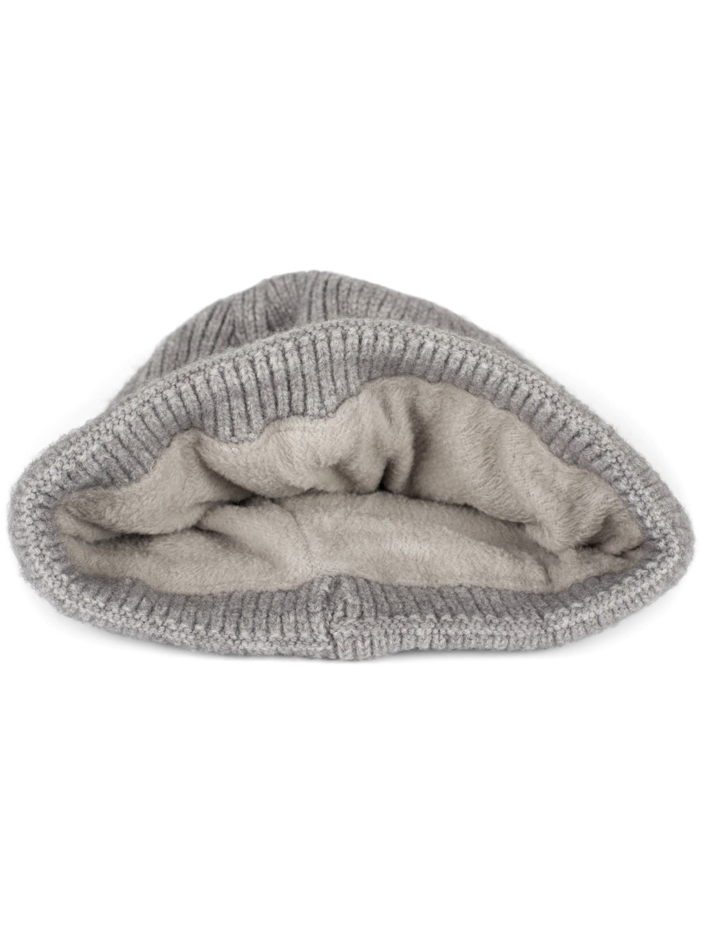 styleBREAKER Beanie 'Strickmütze mit Rippenmuster und Rissen' in Grey