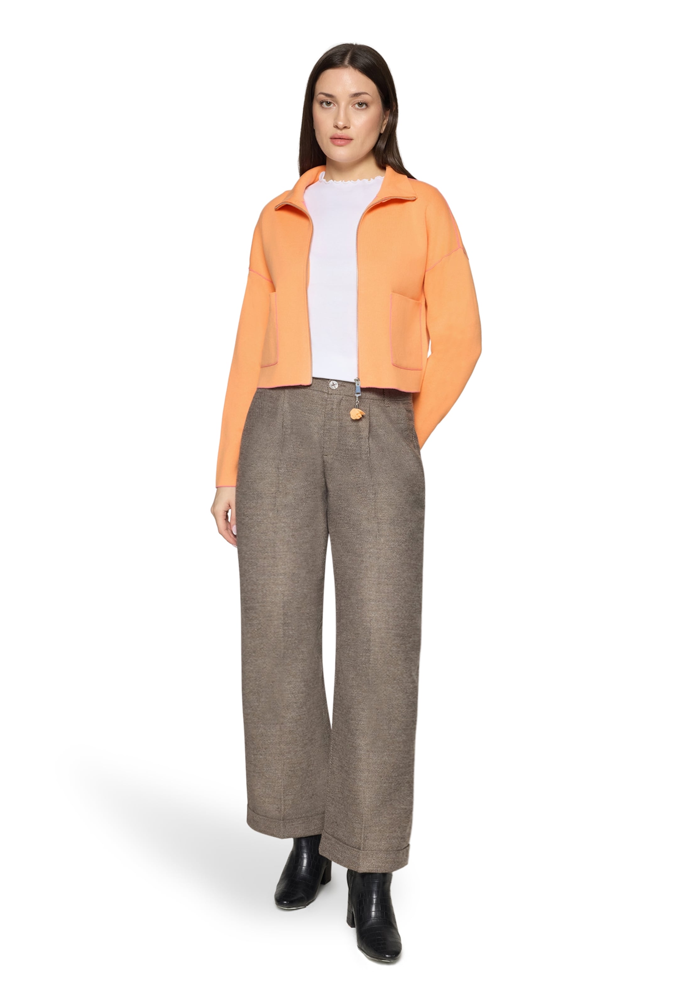 Cartoon Knit Cardigan in Orange