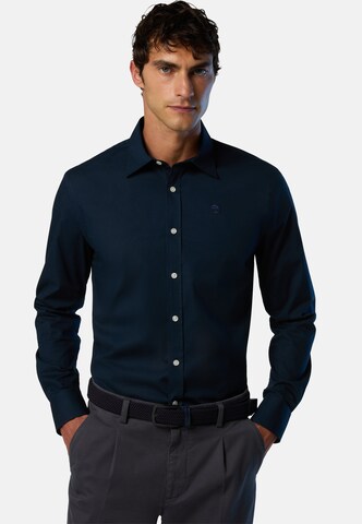 North Sails Comfort fit Button Up Shirt 'Stretch-Popeline' in Blue: front
