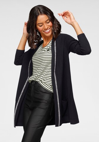 LAURA SCOTT Knit Cardigan in Black: front