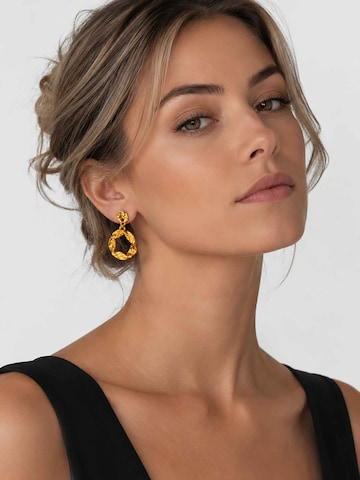 RteRme - Pendientes 'Twisted Gold Hoop Drop Earrings' en oro