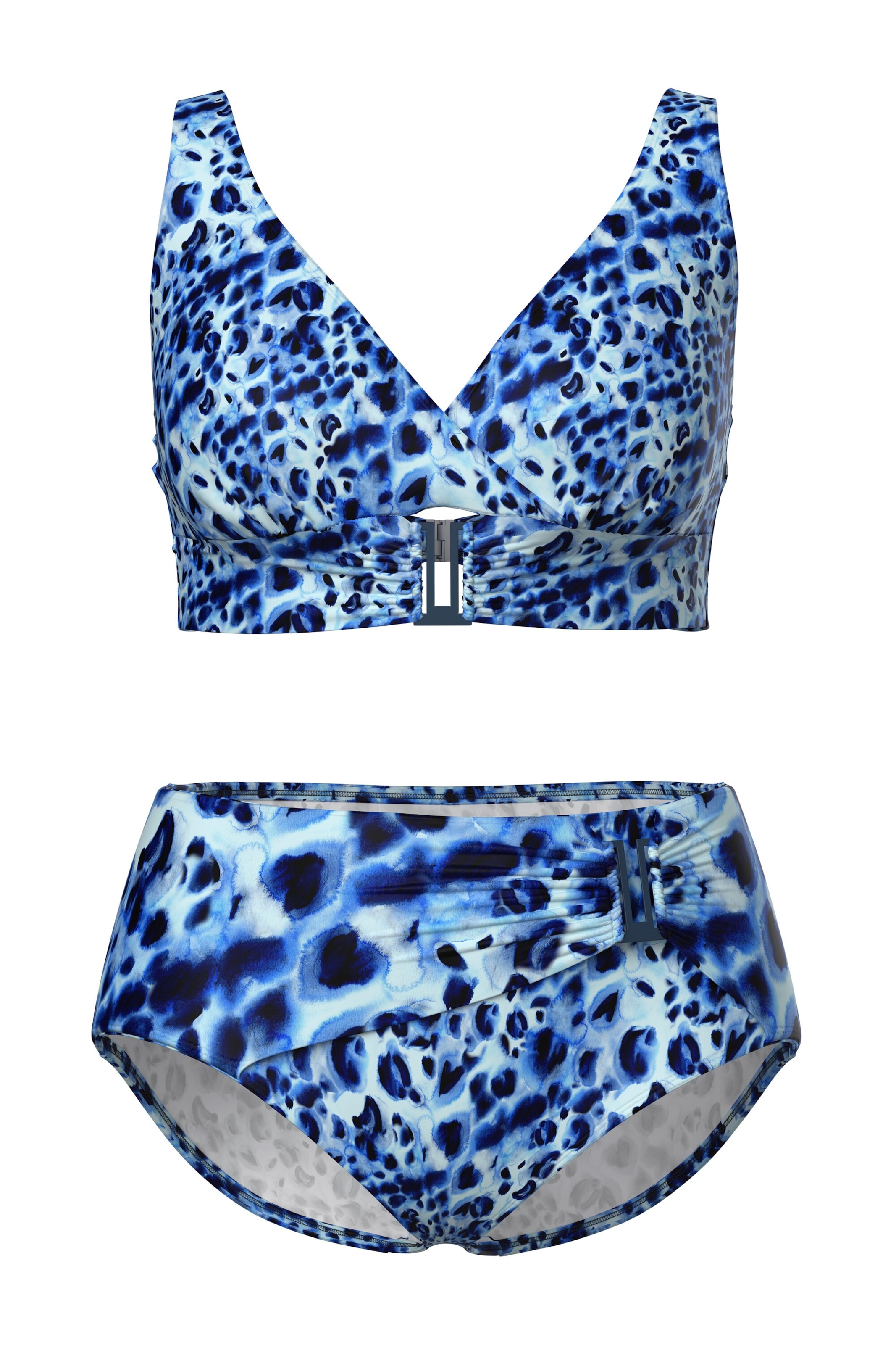 Ulla Popken Bustier Bikini in Blauw: voorkant