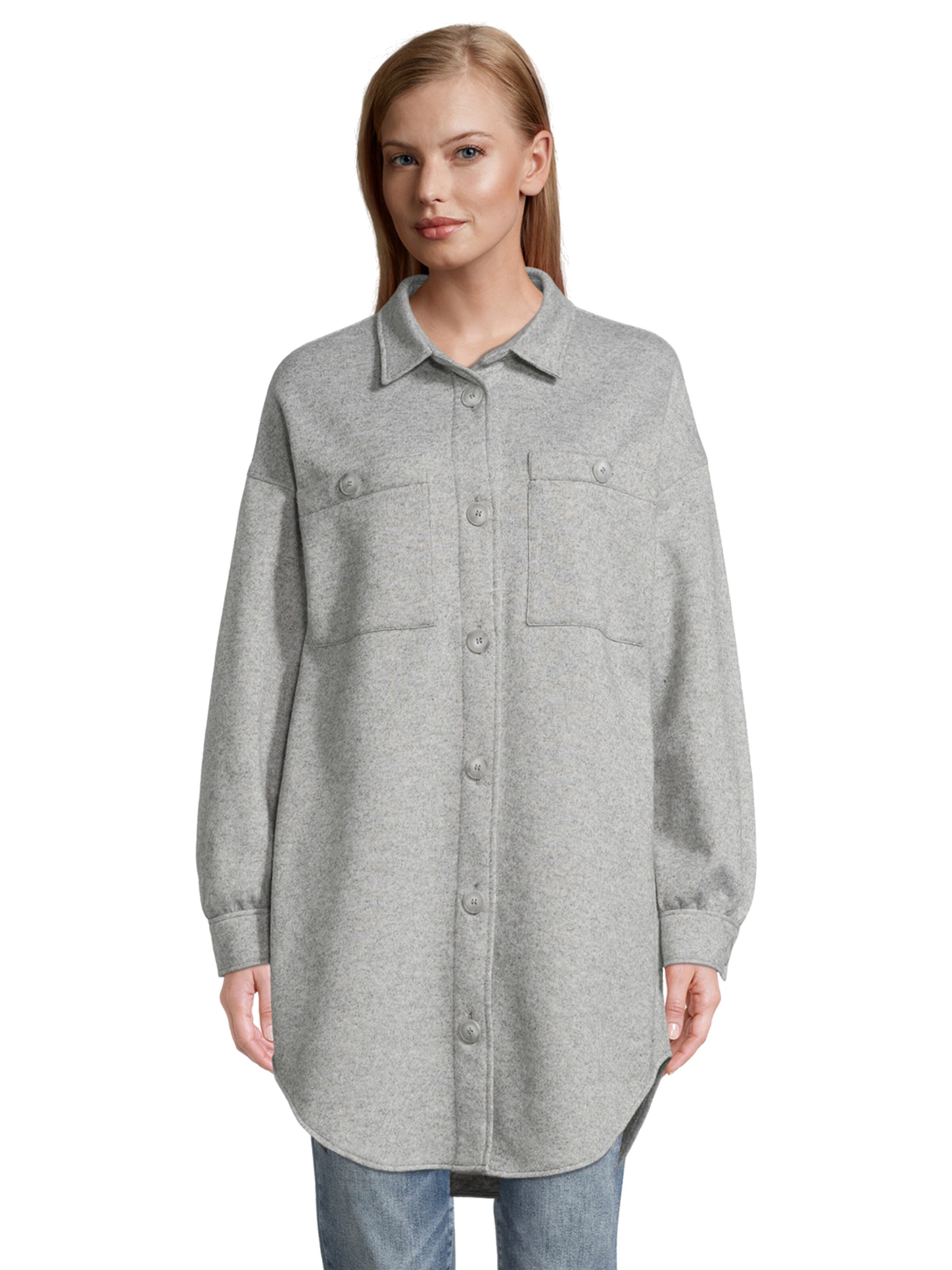 Frauen Jacken Betty & Co Overshirt mit Bindegürtel in Graumeliert - HC47637 Frauen Jacken Betty & Co Overshirt mit Bindegürtel in Graumeliert - HC47637