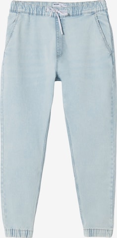 Jeans de la Bershka pe albastru: față