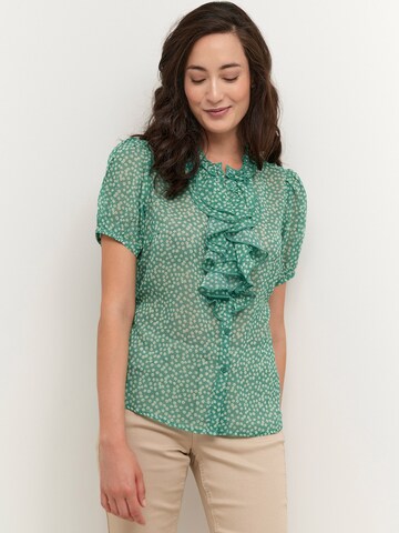 Cream Blouse 'Kinia' in Groen: voorkant