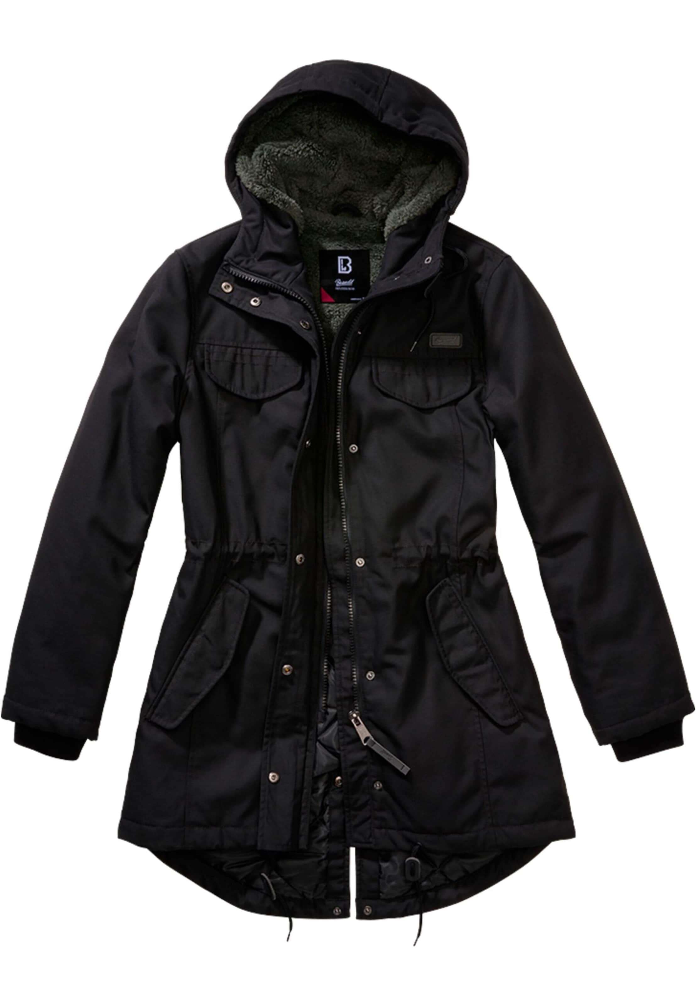 Brandit Between-seasons parka 'Marsh Lake' in Black: front