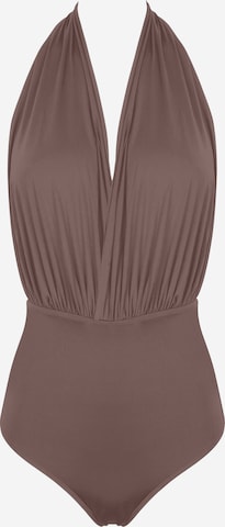 SEA ME SWIM High neck Badeanzug 'ST. TROPEZ' in Braun: Vorderseite