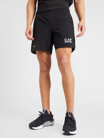 EA7 Emporio Armani Regular Workout Pants in Black: front