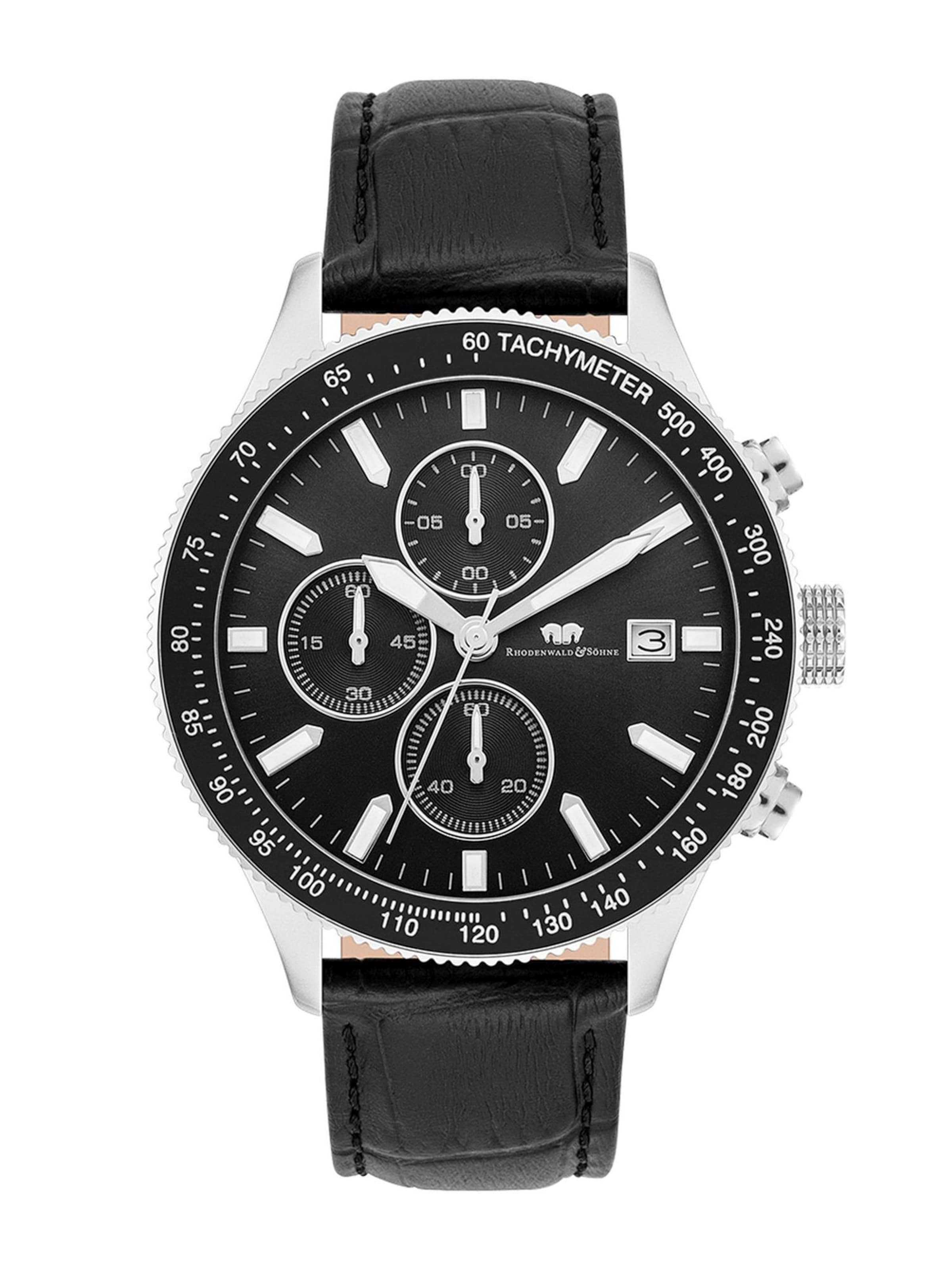 Rhodenwald & Söhne Analoguhr in Schwarz: Vorderseite