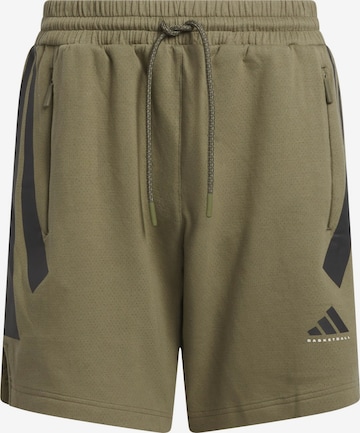 ADIDAS PERFORMANCE - Loosefit Pantalón deportivo 'Basketball Spacer (Gender Neutral)' en verde: frente