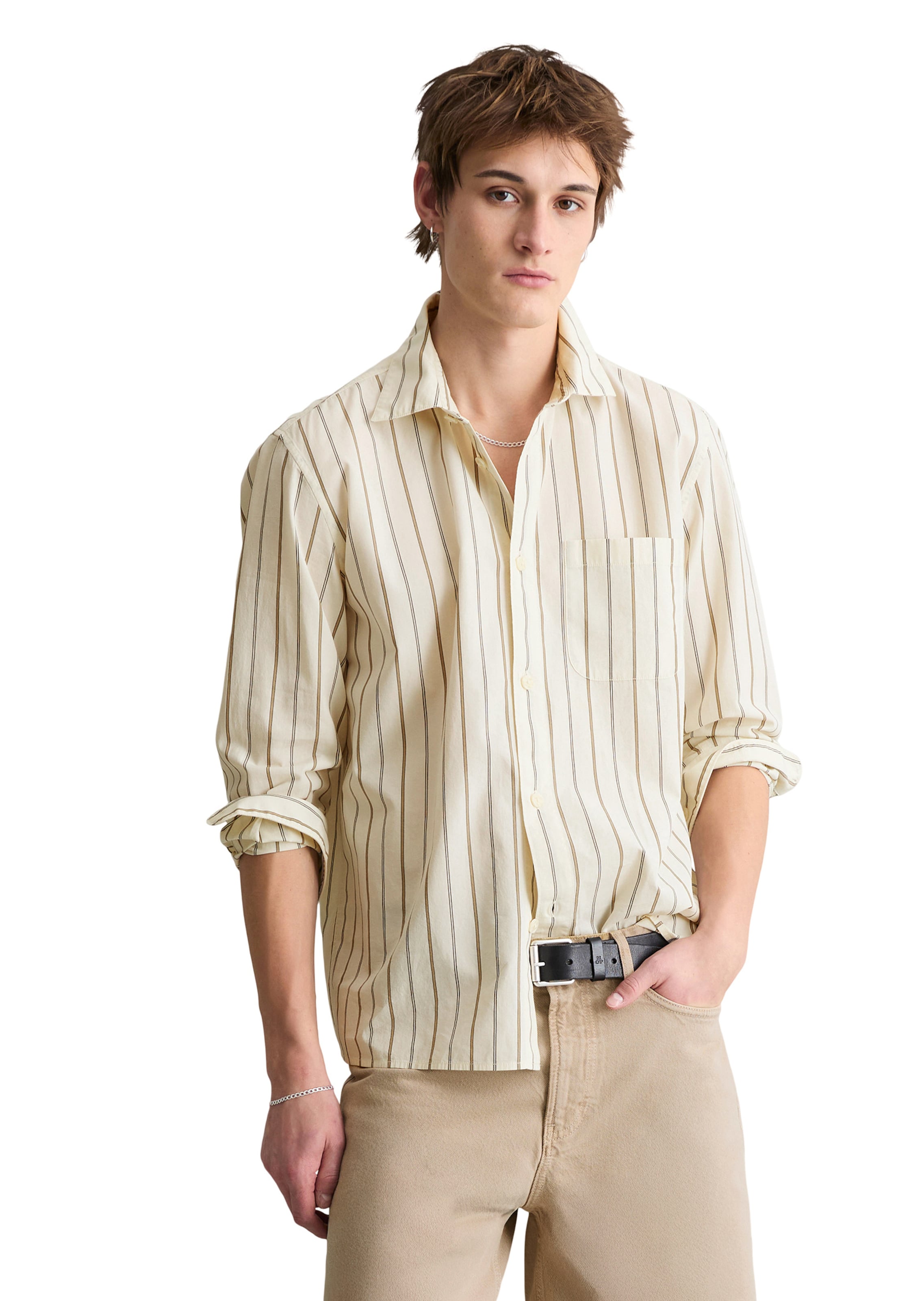 Coupe regular Chemise Marc O'Polo DENIM en beige : devant