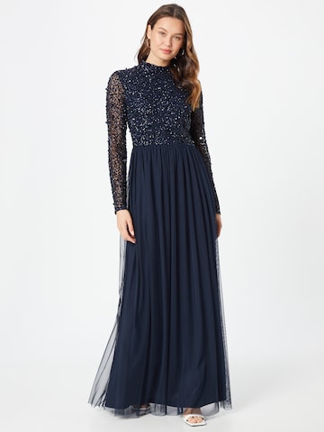 LACE & BEADS Evening Dress 'Margeritta' in Blue: front