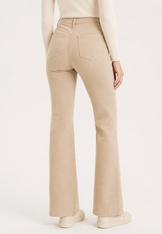 Elara Wide leg Jeans in Beige
