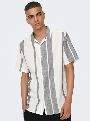 Only & Sons Regular fit Button Up Shirt 'Caiden' in White