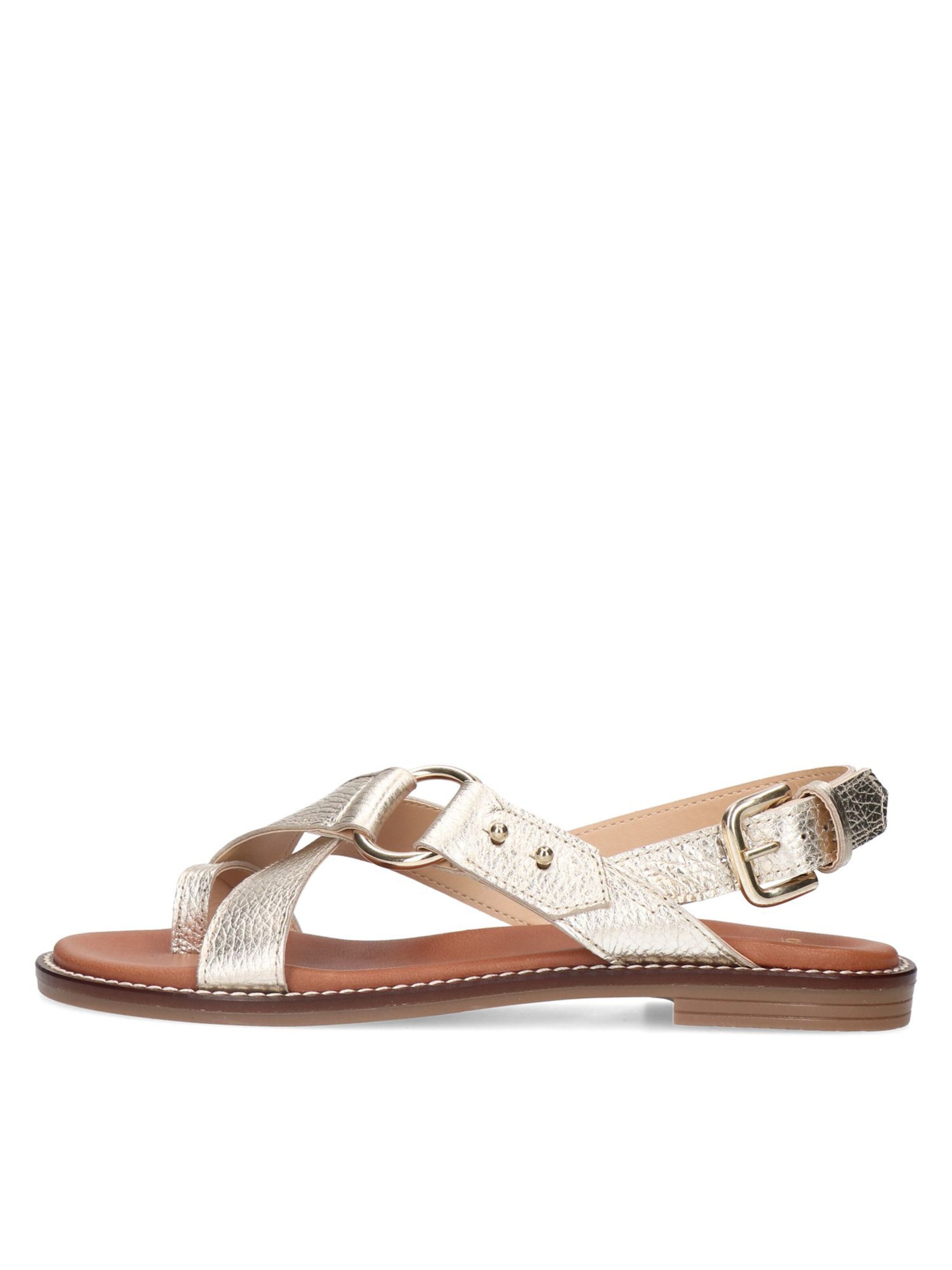 MANFIELD T-Bar Sandals in Gold