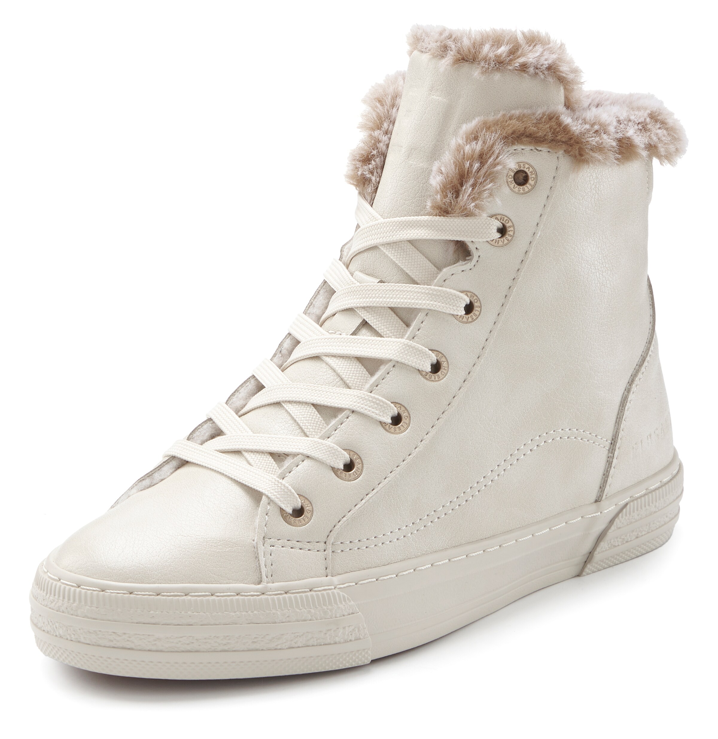 Elbsand Lace-Up Ankle Boots in Beige: front