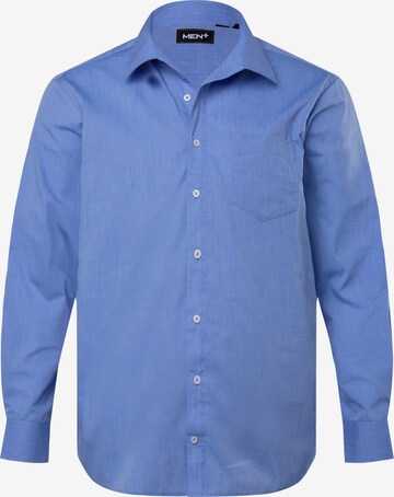 Men Plus Button Up Shirt in Blue: front