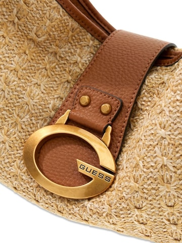 brūns GUESS Rokassomiņa 'Guess Pochettes Zalina Flap Clutch Natural/Cognac'