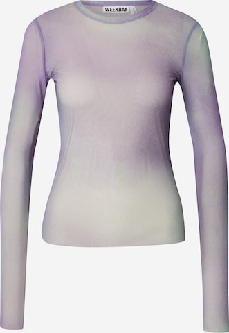 WEEKDAY T-shirt 'Nico' i lila: framsida