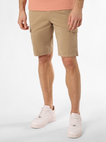 Nils Sundström Regular Cargo Pants in Beige: front