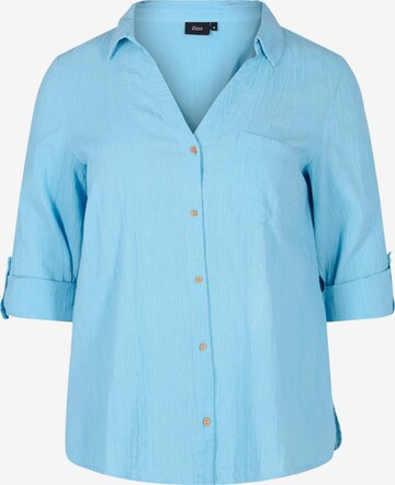 Zizzi Blouse 'Flex' in Blauw: voorkant