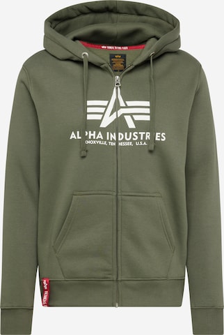 ALPHA INDUSTRIES Sweatjacke in Grün: predná strana