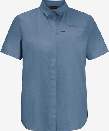 JACK WOLFSKIN Athletic Button Up Shirt 'VANDRA' in Blue: front