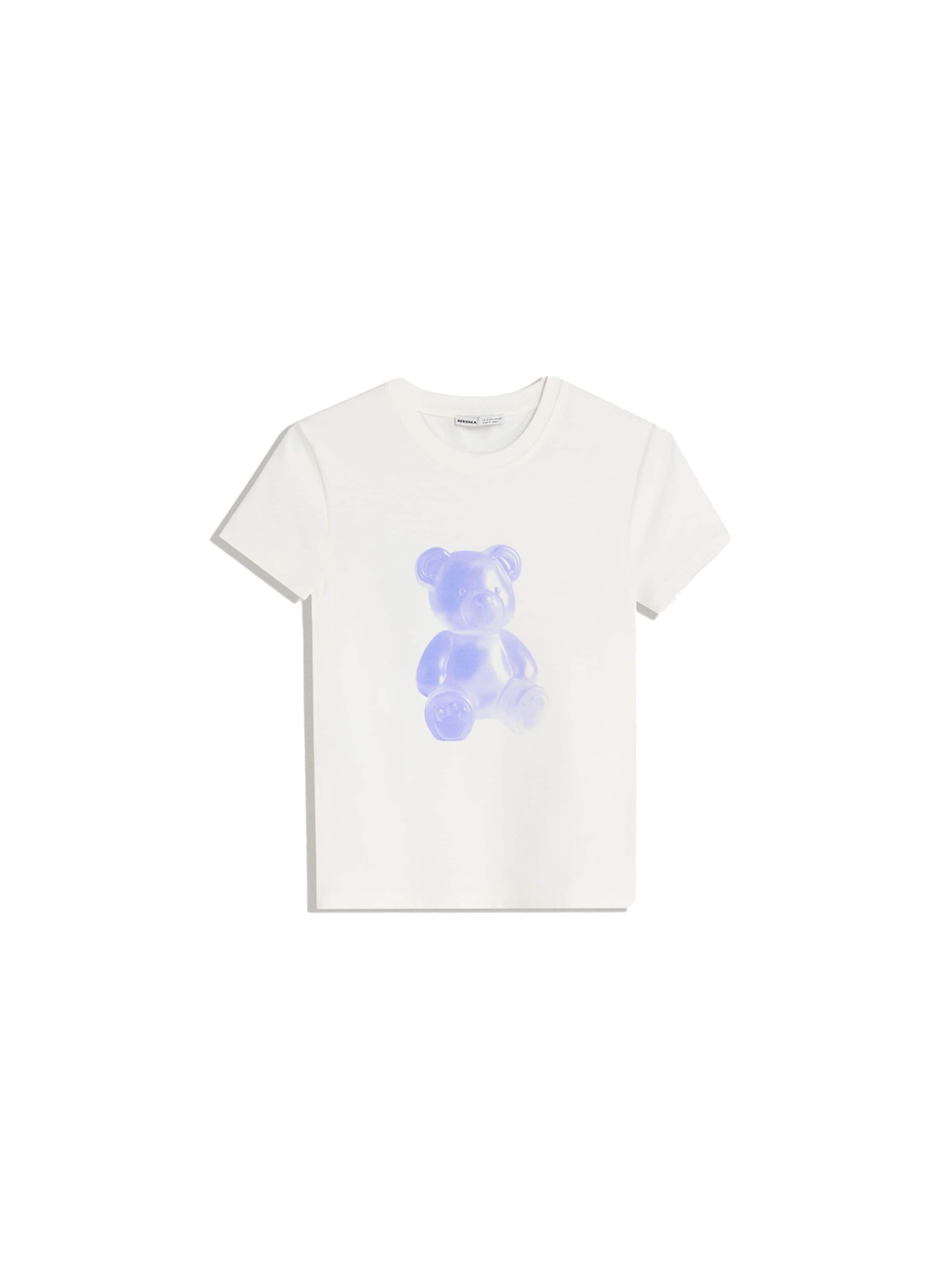 Bershka T-shirt en bleu violet / lavande / blanc, Vue avec produit