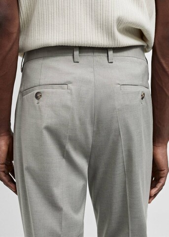MANGO MAN Regular Pleat-Front Pants 'Paris' in Grey