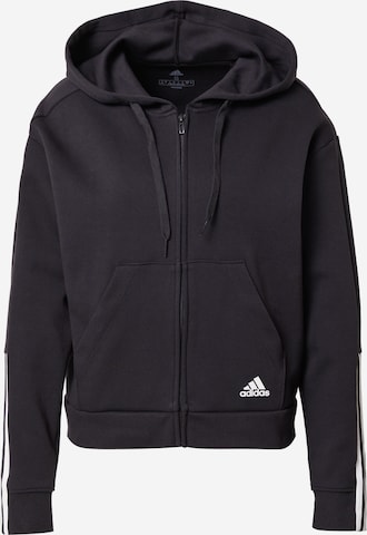 ADIDAS SPORTSWEAR Athletic Zip-Up Hoodie in Black: front