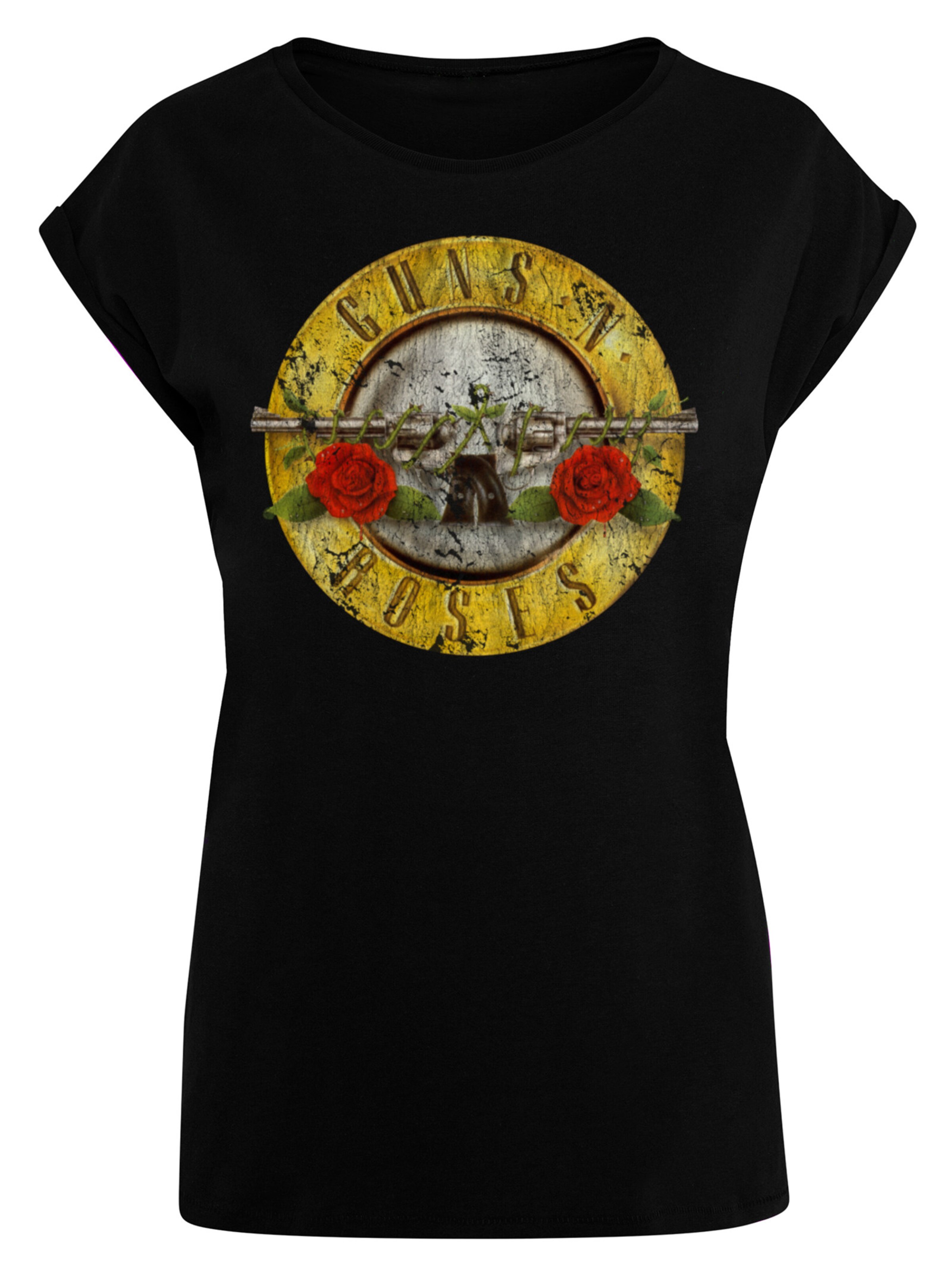 F4NT4STIC Shirt 'Guns 'n' Roses ' in Zwart: voorkant