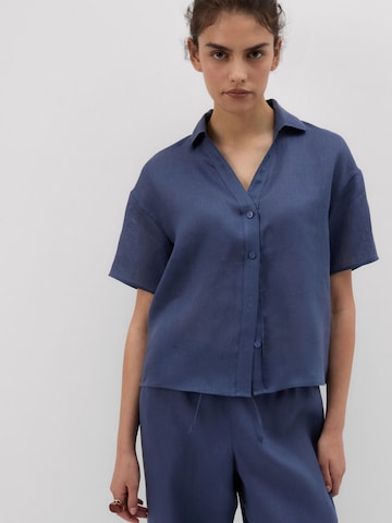 INTIMISSIMI Bluse 'The Pure Linen' in Blau: Vorderseite