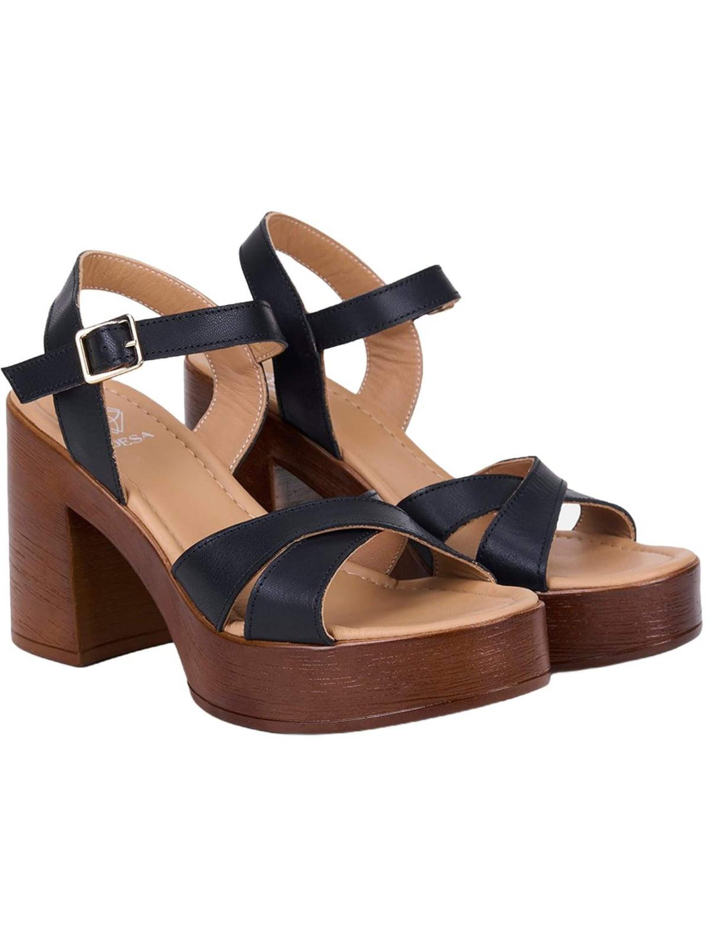 Desa Strap sandal 'Sandalen mit Blockabsatz' in Black: front