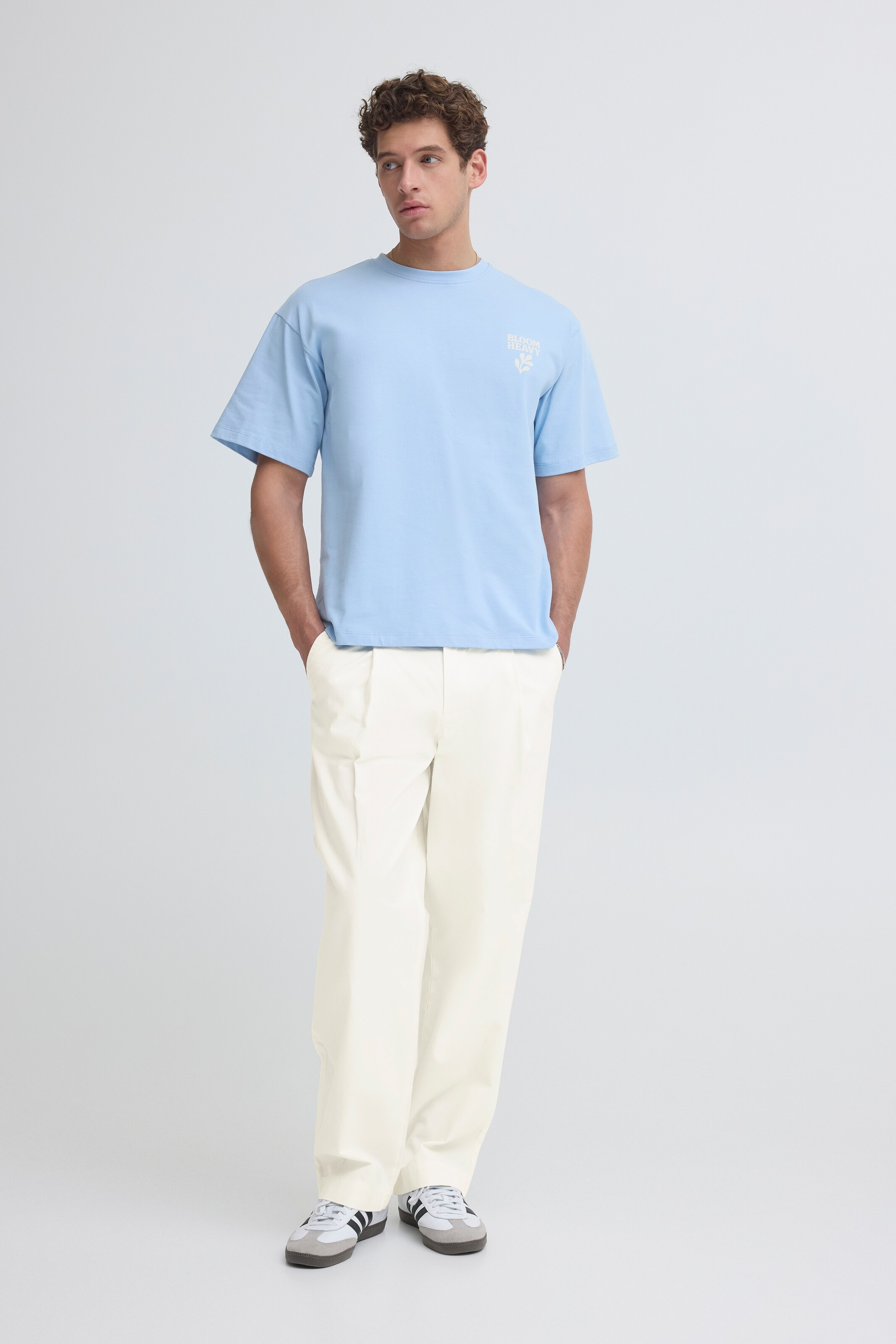 Casual Friday Loose fit Chino trousers ' CFValer Pleated ' in Beige: front