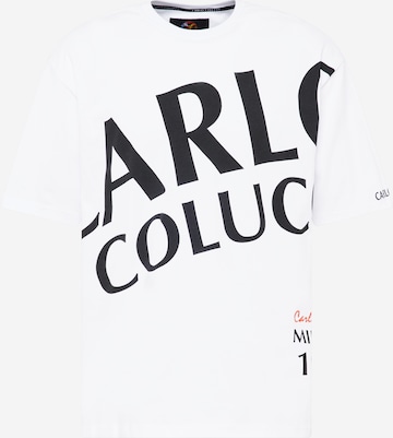 T-Shirt Carlo Colucci en blanc : devant